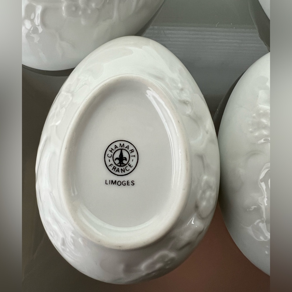 🌸🍒2 Cherry Blossom Motif Eggs | White | Floral Porcelain Chamart Limoges France - Picture 17 of 17